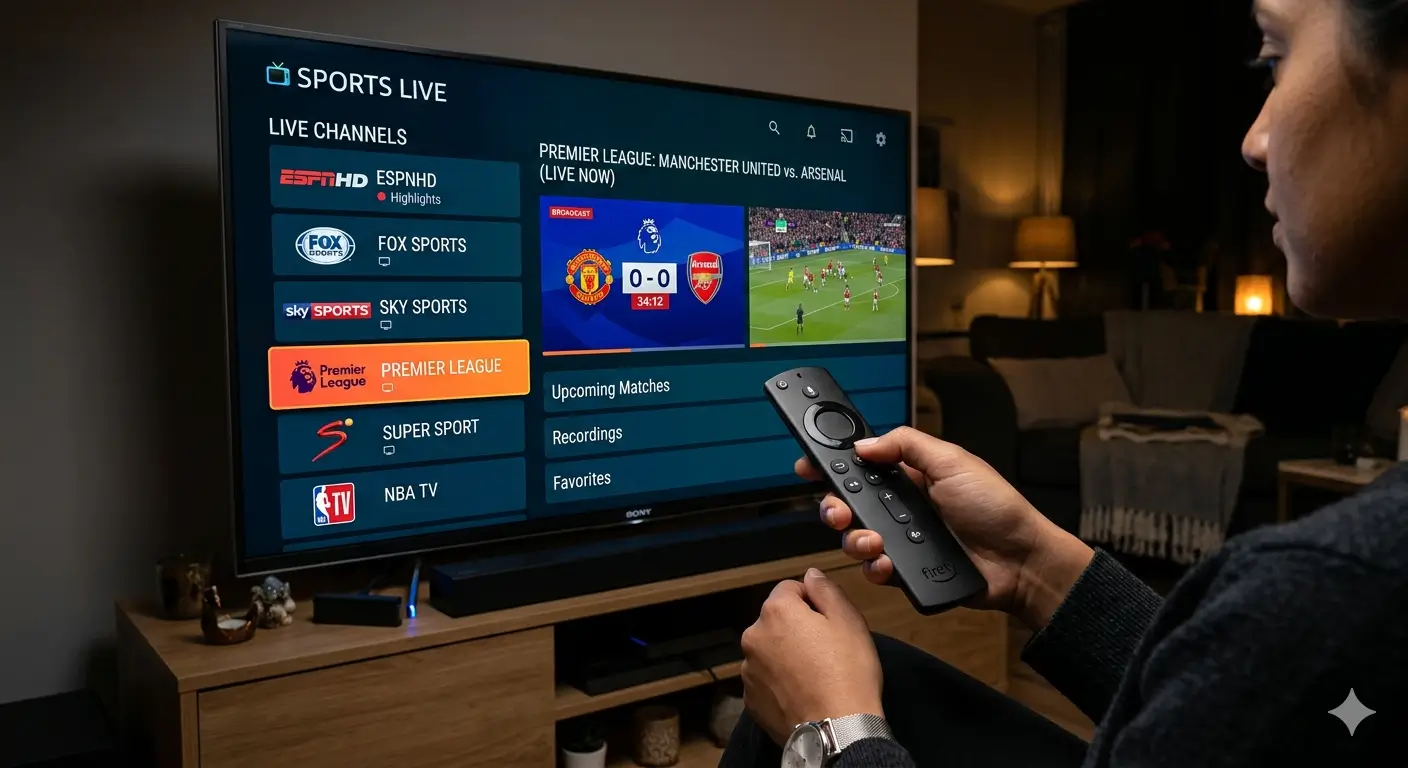 A Man Streaming Fifa World Live 2026 on Firestick Tv